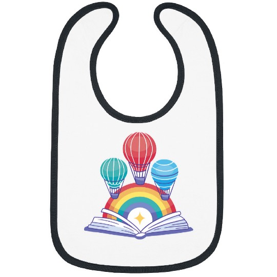 Open Book With Hot Air Balloons Rainbows Bibs
