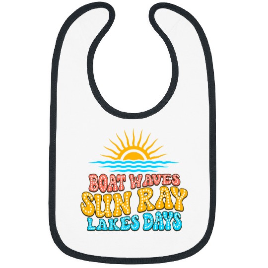 Boat Waves Sun Ray Lakes Day Retro Summer Vacations Bibs
