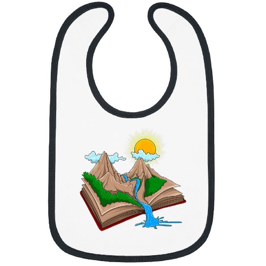 Mens Creative Book Outdoors Scenery Mountain Sun Hiking Nerd Bibs
