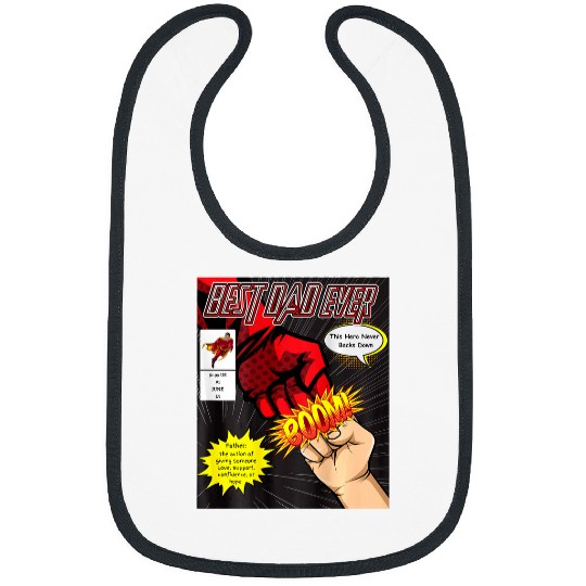 Mens Fathers Day bests Dad Ever Comic Book Cover Themed Funny Bibs