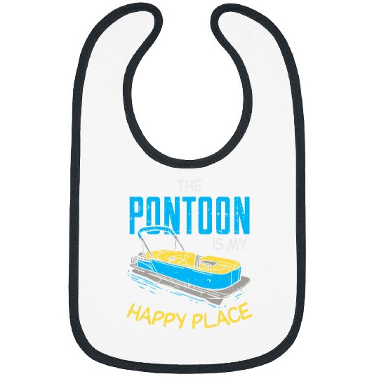 PONTOON IS MY HAPPY PLACE Boat Captain funny Pontooning Bibs