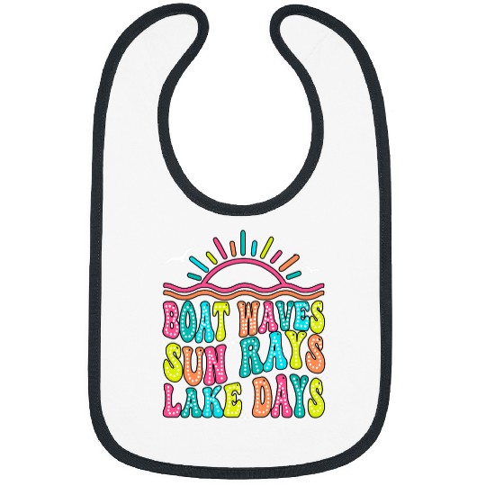 Boat Waves Sun Rays Lake Days Summer Vacation Hawaii Family Bibs
