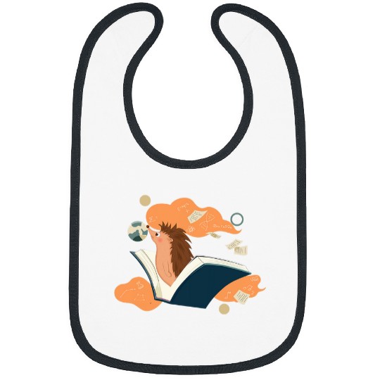 Cute hedgehog Hedgehog Book Nerd Funny Readers Bibs