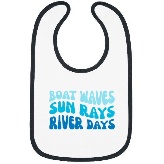 Cute Summer Vacation Sunset Boat Waves Sun Rays River Days Bibs
