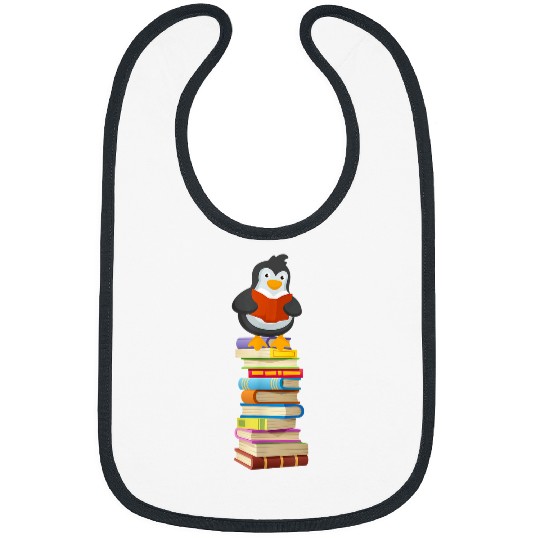 Cute Penguin Reading Mens Womens Tops Book Lovers Bibs