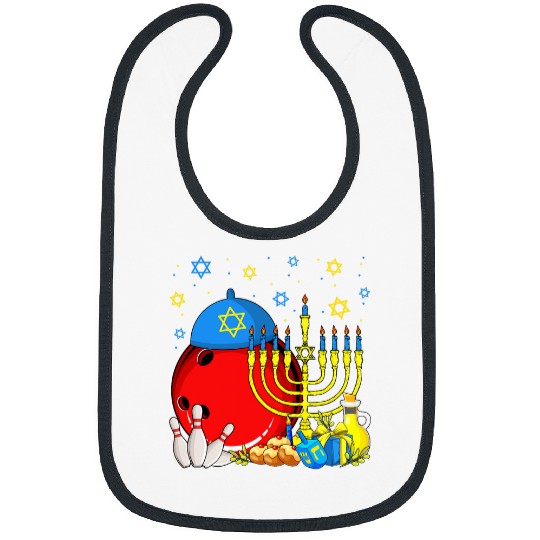 Funny Jewish Bowling Ball Pins Menorah Hanukkah Pajamas Bibs