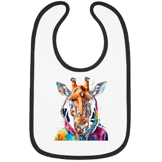 Giraffe Hoodie Colorful Funny Animal Art Print Graphic Bibs