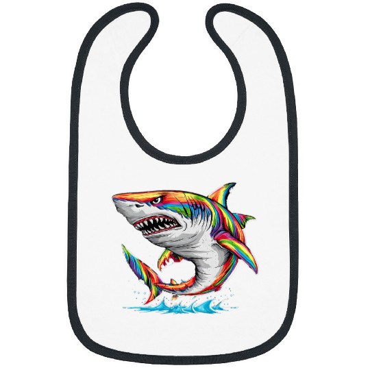 Cool Retro Shark in Sunglasses 70s 80s 90s Funny Shark 1 Bibs