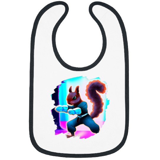 Squirrel Doing Karate Kick Black Belt Martial Arts Squirrel 3 Bibs