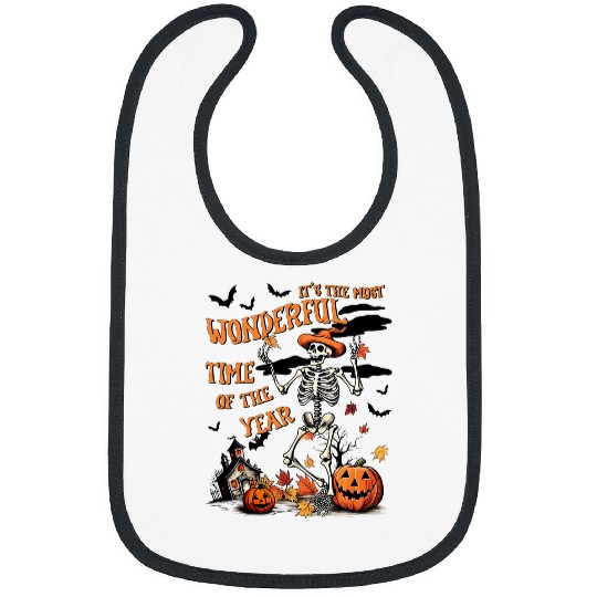 It s The mostss Wonderful Time Of The Year Skeletons Halloween Bibs