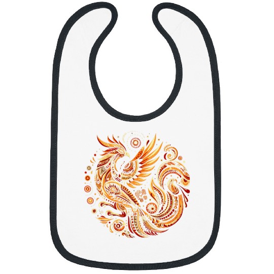Cool Phoenix Bird Symbol In Ethnic Art Style Christmas Bibs