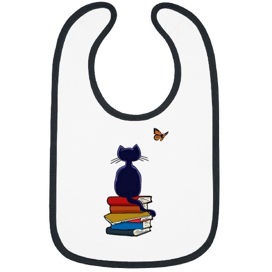 reading book cat book and tea lover Bibs