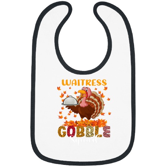 Waitress Gobble Squad Funny Thanksgiving Turkey Leopard Bibs