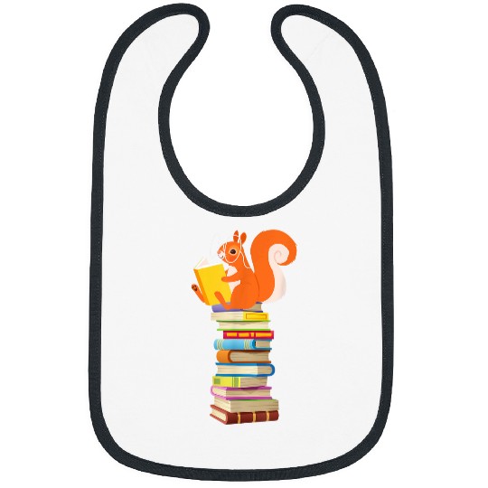 Cute Squirrel Reading Mens Womens Tops Book Lovers Bibs