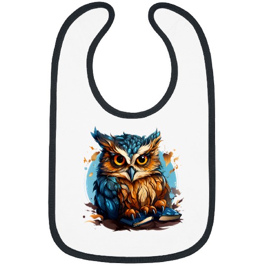 Cute Owl Reading Book Bookworm Owls Bibs