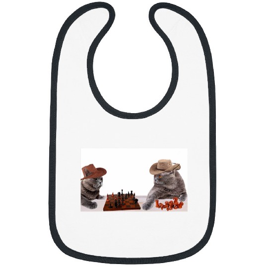 Cats Playing Chess in Cowboy Hats Random Funny Cute Cat Meme Bibs