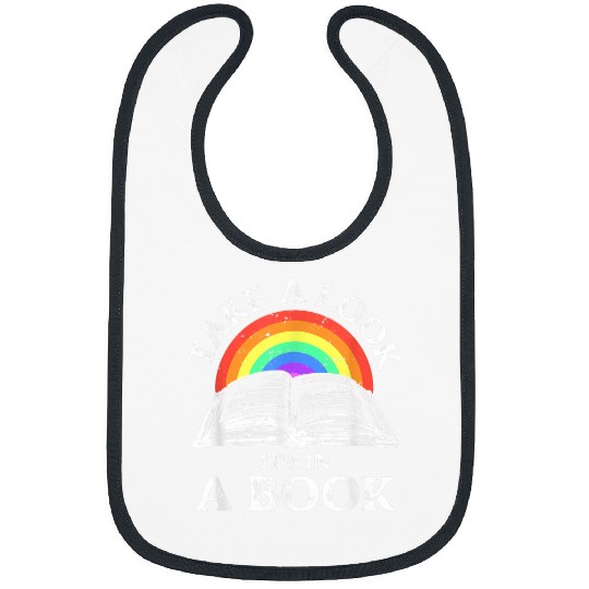 Take A Look Its In A Book Retro Rainbow Reading Book Lover Bibs