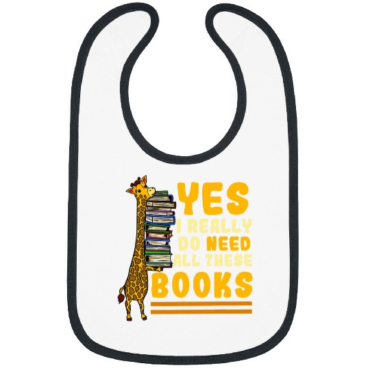 Reading Books Giraffe Funny and Cute Gift for Book Lovers Bibs