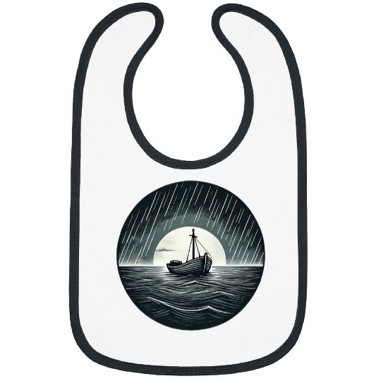 Solitary Boat Sad Melancholic Graphic S32 Bibs