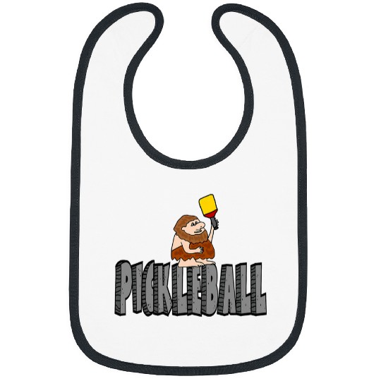 Smileteessportsa Funny Caveman with Pickleball Paddle Sports Bibs