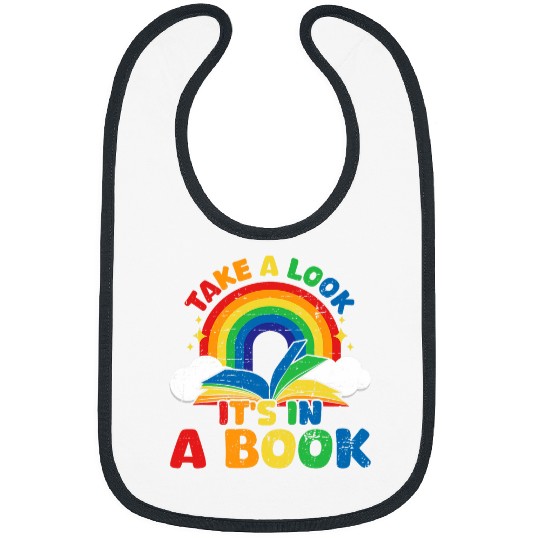 take a look its in a book rainbow reading Bibs