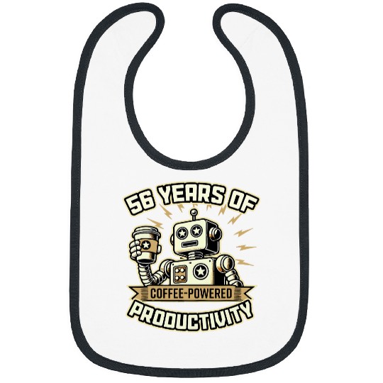56 Years of CoffeePowered Productivity 56th Anniversary Bibs