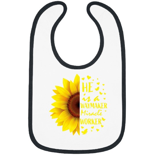Waymaker Miracle Worker Christian Sunflower Religious Gifts Bibs