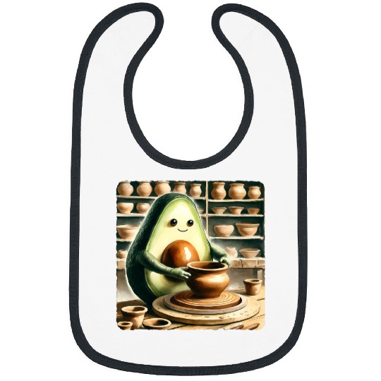 Avocado Potter Shaping Clay On Pottery Wheel Ceramics Bibs