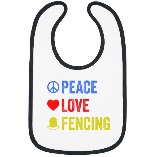 Peace Love Fencing Funny Fencer swordss Combat Player Humor Bibs