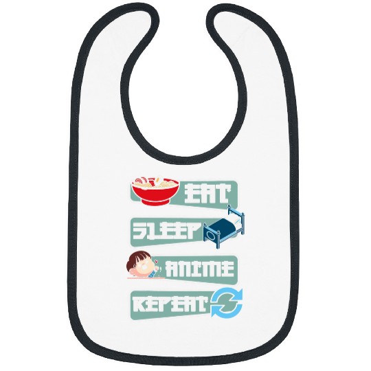 Eat Sleep Anime Repeat Japanese Ramen Bibs
