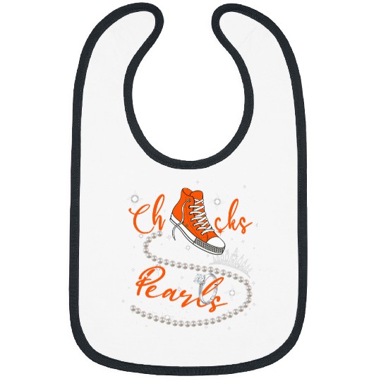 Orange Chucks and Pearls Bibs