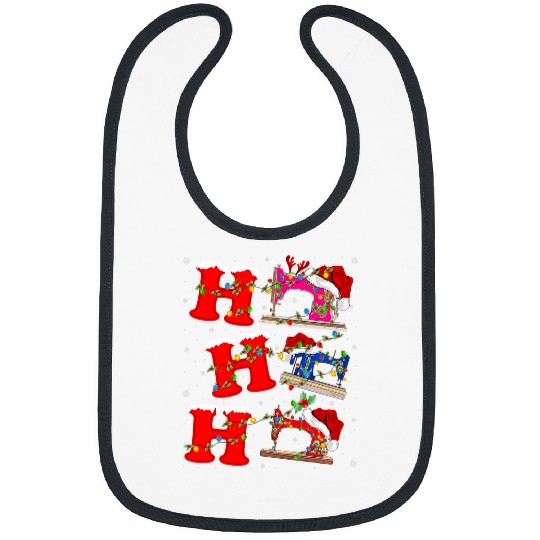 Funny xmasss Lighting Santa HO HO HO Sewing Christmas Bibs