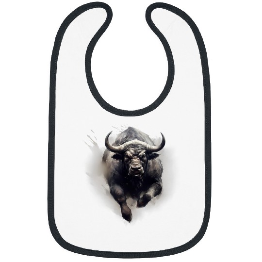 Buffalo Splash Motif Drawing Animal Print Bison Wildlife Bibs