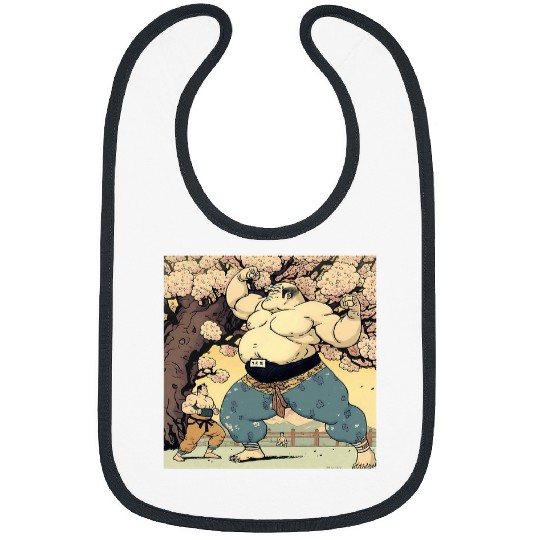 sumos Wrestlers Under Cherry Blossom Artistic Expression Bibs