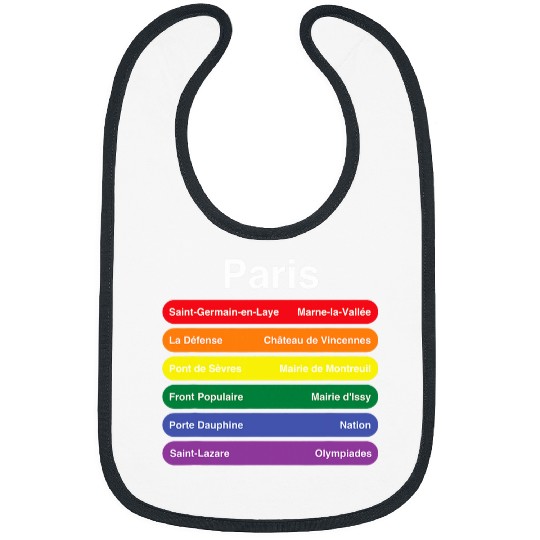 Paris Pride Rainbow Flag Color Metro Train Lines LGBTQ Bibs