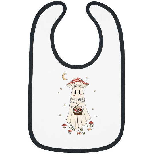 Cute ghostss Mushroom Hat Halloween Floral Cottagecore Fungi Bibs