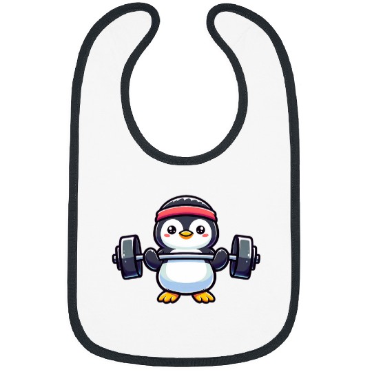 Penguin Powerlifting Weightlifting Gym Workout 2 Bibs