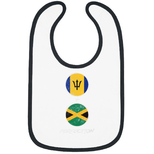 Barbados Jamaica Flag Bajan Barbadian Jamaican Distressed Bibs