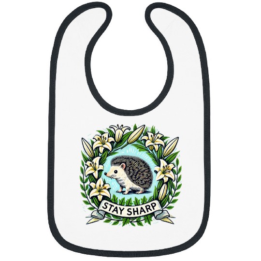 Cute Hedgehog Illustration Stay Sharp 3 Bibs