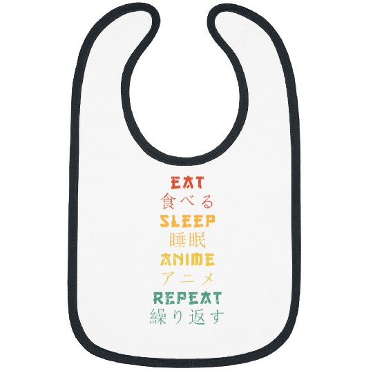 Eat Sleep Anime Repeat vintagess Kawaii Otaku Manga Anime Bibs