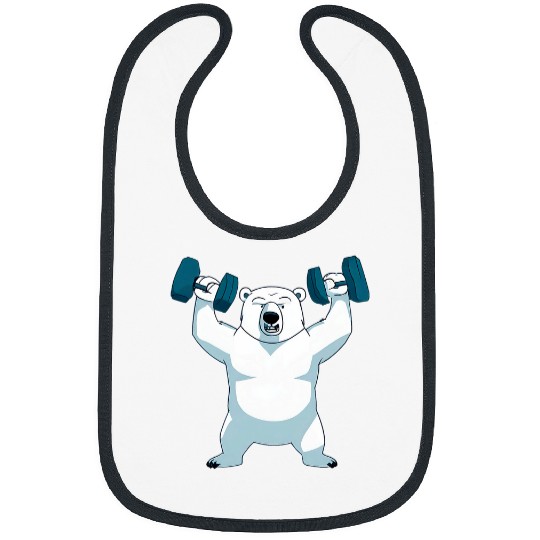 Polar Bear dumbbell weightlifting Gym And Polar Bear Lovers 1 Bibs