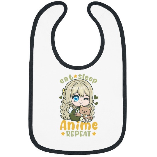Eat Sleep Anime Repeat I Chibi Kawaii Cosplay 4 Bibs