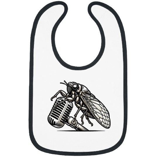 Detailed Insect Drawing On Microphone For Musicians Bibs