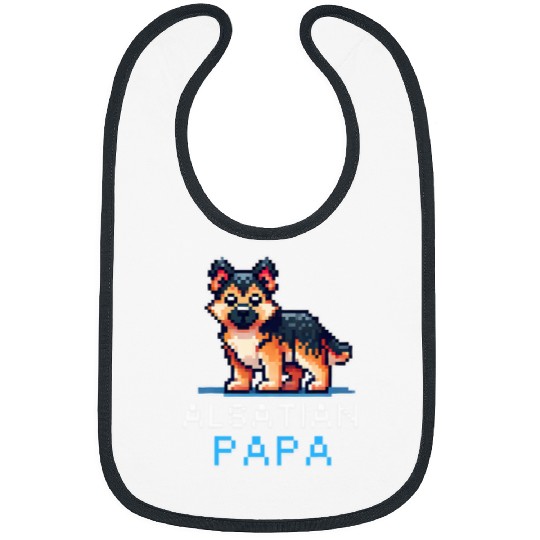 Alsatian Papa Pixel Art Cute Dog Owner German Shepherd Kids Bibs