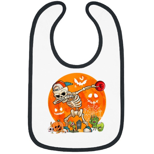 Dabbingss Skeletons Playing Bowling Halloween Horror Zombie Bibs