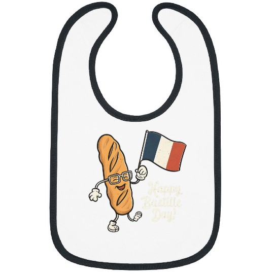 Patriotic French Baghutte Bread Flag July 14th Bastille Day Bibs