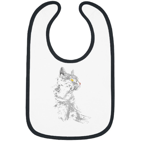 Cat Drawing Portrait Animal Art Graphic Motif Cat Bibs