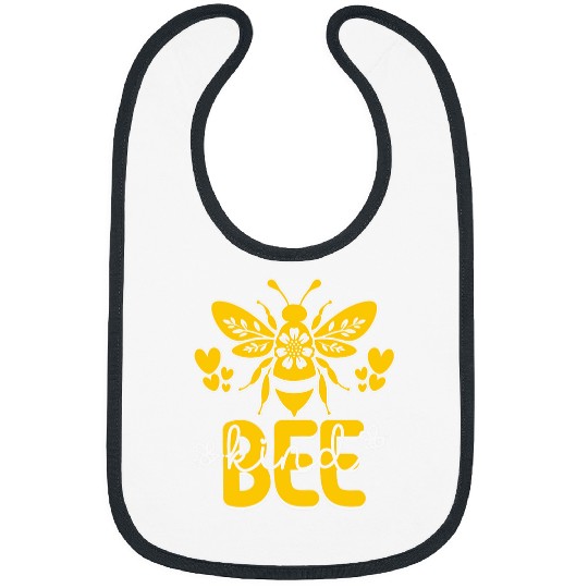 Bee Kind Cute Bee Graphic Design with Floral Wings Bibs