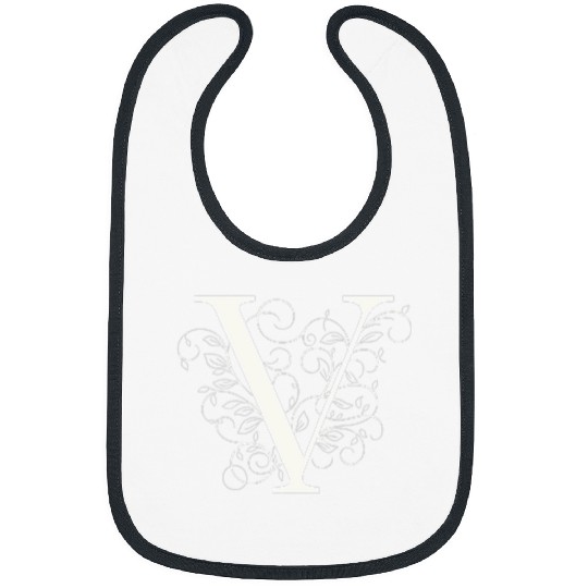 Elegant Flourished V Classic Monogram Design Bibs