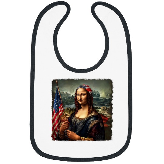 Patriotic Mona Lisa US Flag Bandana US American Mona Lisa Bibs